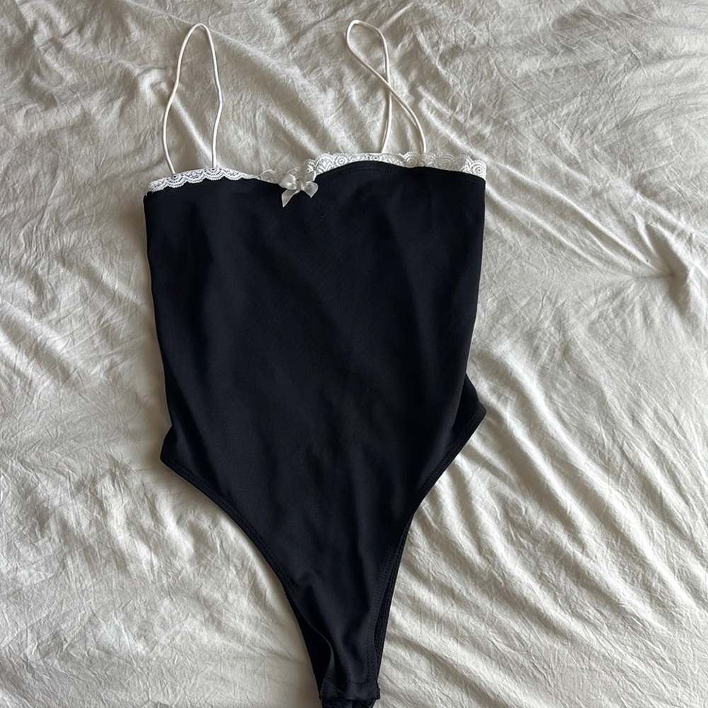 Black Bodysuit with White Straps